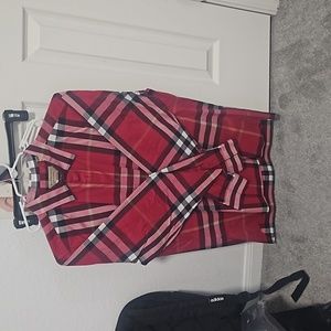 Red Burberry long sleeve dress up shirt